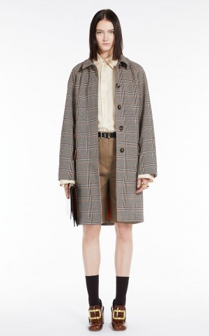 Abrigos Max Mara Glen Plaid Duster Marrom | MMR593833