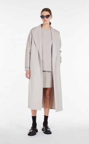 Abrigos Max Mara Lana And Cashmere Robe Grises Claro | MMR593853