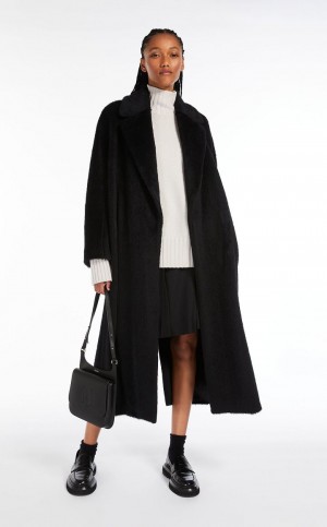 Abrigos Max Mara Oversized Alpaca And Lana Negros | MMR593841