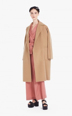 Abrigos Max Mara Wrap In Lana Marrom | MMR593915