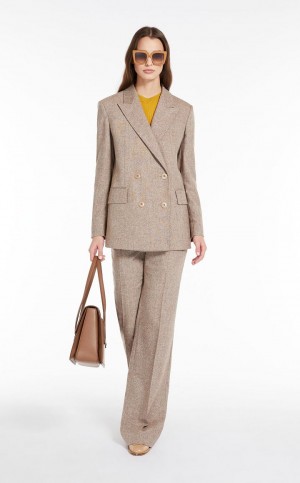 Blazers Max Mara Double-breasted Lana Marrom | MMR594056