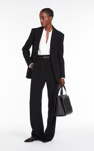 Blusa Max Mara Acanalado Crepe De Chine Blancos | MMR593619