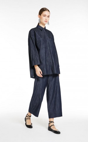 Blusa Max Mara Algodon Denim Azul Marino | MMR593625