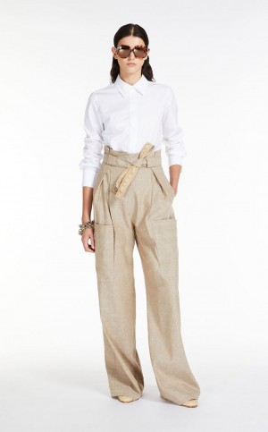 Blusa Max Mara Algodon Poplin Blancos | MMR593548