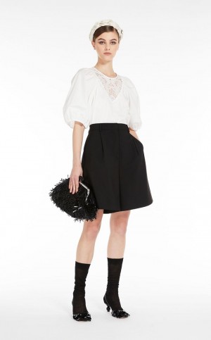 Blusa Max Mara Poplin With Embroidery Blancos | MMR593616