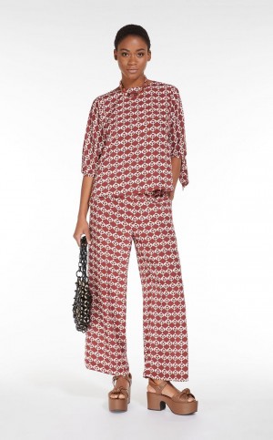 Blusa Max Mara Printed Silk Rojos | MMR593620