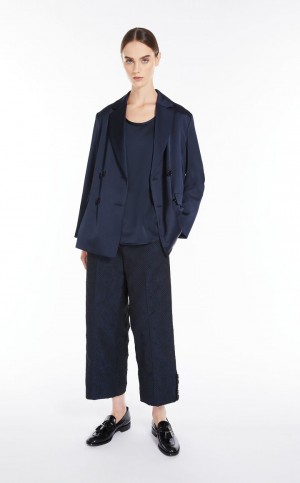 Blusa Max Mara Viscose-blend Satin Azul Marino | MMR593556