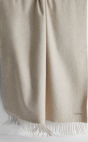 Bufandas Max Mara Cashmere Stole With Embroidery Beige | MMR594279