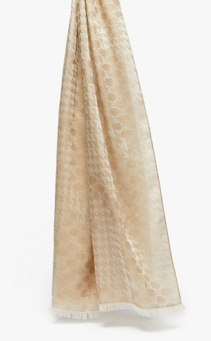 Bufandas Max Mara Jacquard-knit Lana And Silk Stole Marrom | MMR594262