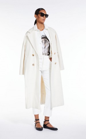 Chamarras Max Mara Bull Algodon Cropped Blancos | MMR594085