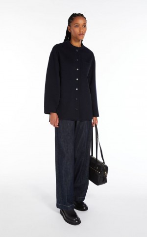 Chamarras Max Mara Lana Shacket Azul Marino | MMR594048