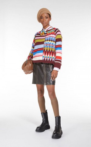 Falda Max Mara Cuero Mini Negros | MMR593692