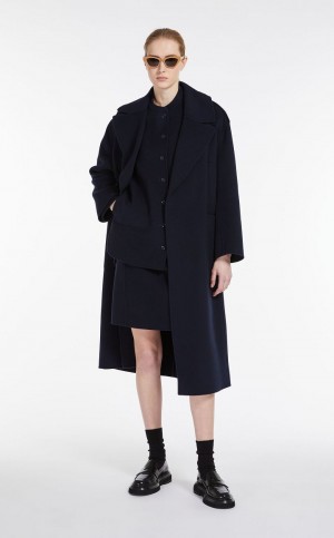 Falda Max Mara Lana Bodycon Azul Marino | MMR593699