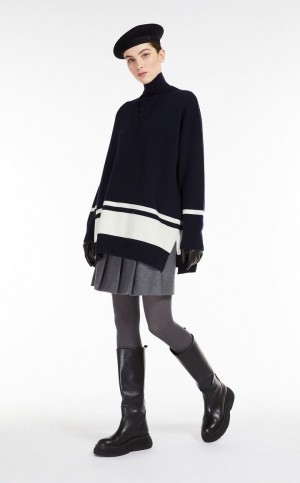 Falda Max Mara Lana Flannel Grises | MMR593731