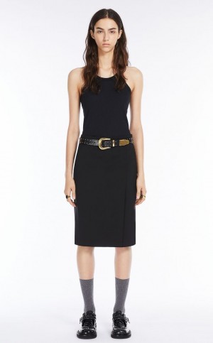 Falda Max Mara Low-rise Midi Negros | MMR593722