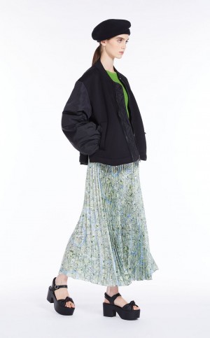 Falda Max Mara Plisado In Printed Twill Verdes | MMR593715
