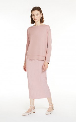 Falda Max Mara Plisado Jersey Pencil Rosas | MMR593691