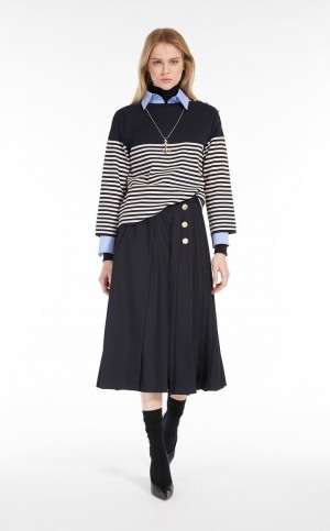 Falda Max Mara Plisado Lana Azul Marino | MMR593710