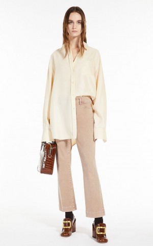 Jeans Max Mara Flared Stretch Denim Beige | MMR593763