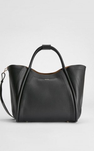 Marine Bag Max Mara Medium Cuero Marine Negros | MMR594127
