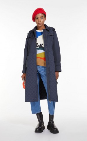 Padded Max Mara Acolchado Coat In Showerproof Fabric Azul Marino | MMR593967