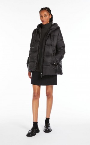 Padded Max Mara Acolchado Down Jacket In Agua-resistant Lona Negros | MMR594000