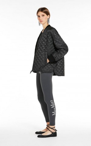 Padded Max Mara Agua-repellent Lona Bomber Jacket Negros | MMR594004