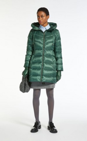 Padded Max Mara Agua-repellent Lona Down Jacket Verdes Oscuro | MMR593976