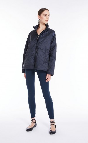 Padded Max Mara Agua-repellent Lona Jacket Azul Marino | MMR594008
