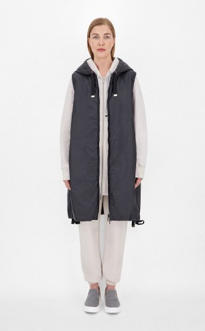 Padded Max Mara Agua-resistant Technical Lona Gilet Negros | MMR594001