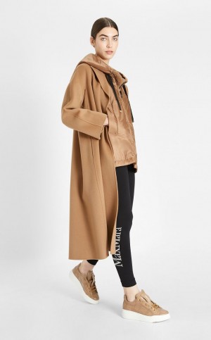 Padded Max Mara Agua-resistant Technical Lona Gilet Cafes | MMR594002