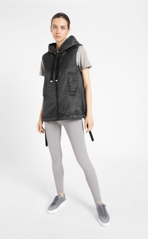 Padded Max Mara Agua-resistant Technical Lona Gilet Negros | MMR594003