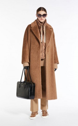 Padded Max Mara Corta Gilet In Agua-resistant Lona Marrom | MMR593969