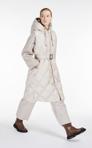 Padded Max Mara Gilet In Acolchado Agua-resistant Lona Marrom | MMR593987