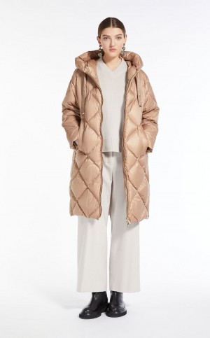 Padded Max Mara Parka In Acolchado Agua-resistant Lona Marrom | MMR593995