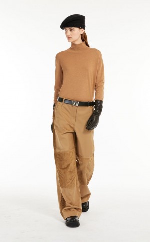 Pantalones Max Mara Algodon Gabardine Marrom | MMR593796