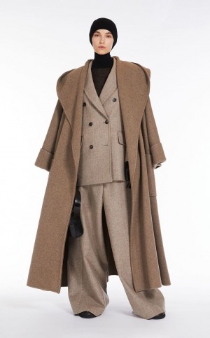 Pantalones Max Mara Anchos, Lana And Cashmere Marrom | MMR593738