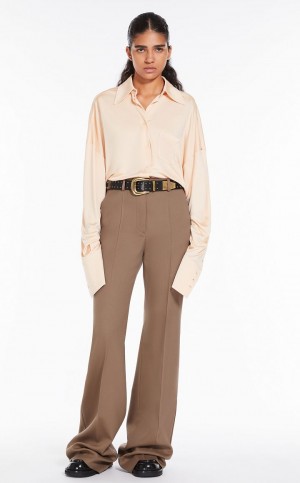Pantalones Max Mara Anchos-leg Beige | MMR593815