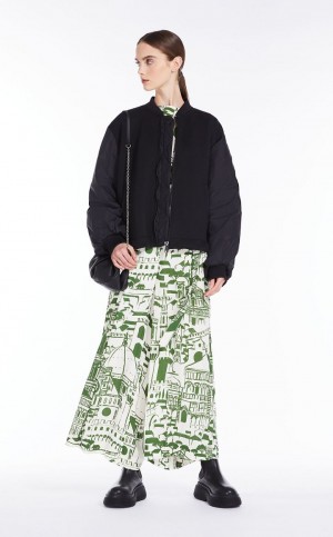 Pantalones Max Mara Flowing In Printed Georgette Verdes | MMR593792
