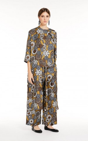 Pantalones Max Mara Fluid Printed Silk Mango | MMR593817