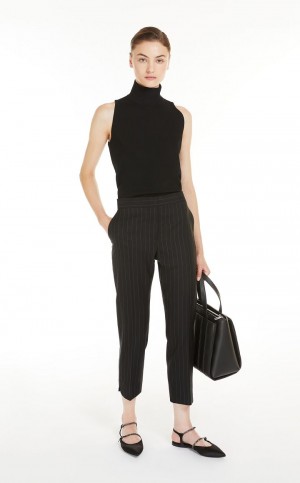 Pantalones Max Mara Lana Cigarette Negros | MMR593775