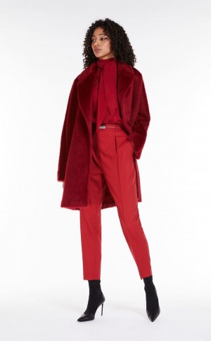 Pantalones Max Mara Lana Twill Rojos Oscuro | MMR593772