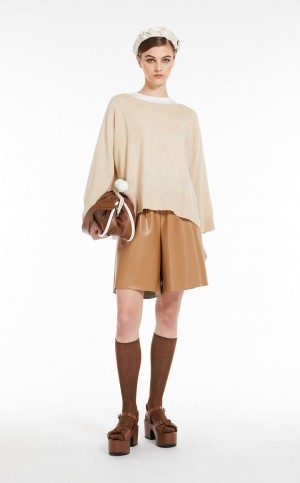 Pantalones Max Mara Loose-fit Shorts With Drawstring Marrom | MMR593755
