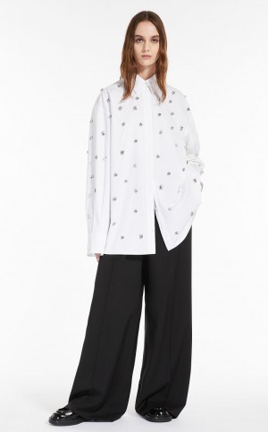 Pantalones Max Mara Oversized Stretch Lana Negros | MMR593788