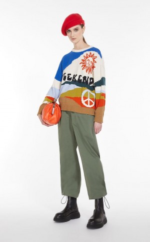 Pantalones Max Mara Satin Azules | MMR593795