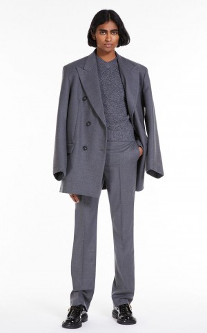 Pantalones Max Mara Slim-fit Flannel Grises | MMR593781