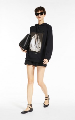 Prendas De Punto Max Mara Algodon Sweatshirt With Wegman Print Negros | MMR593474