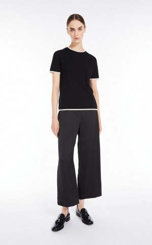 Prendas De Punto Max Mara Lana Yarn T-shirt Negros | MMR593455
