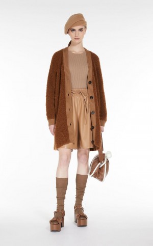 Prendas De Punto Max Mara Oversized Cardigan In Alpaca And Lana Cafes | MMR593434