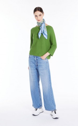 Prendas De Punto Max Mara Round-neck Algodon Top Verdes | MMR593456